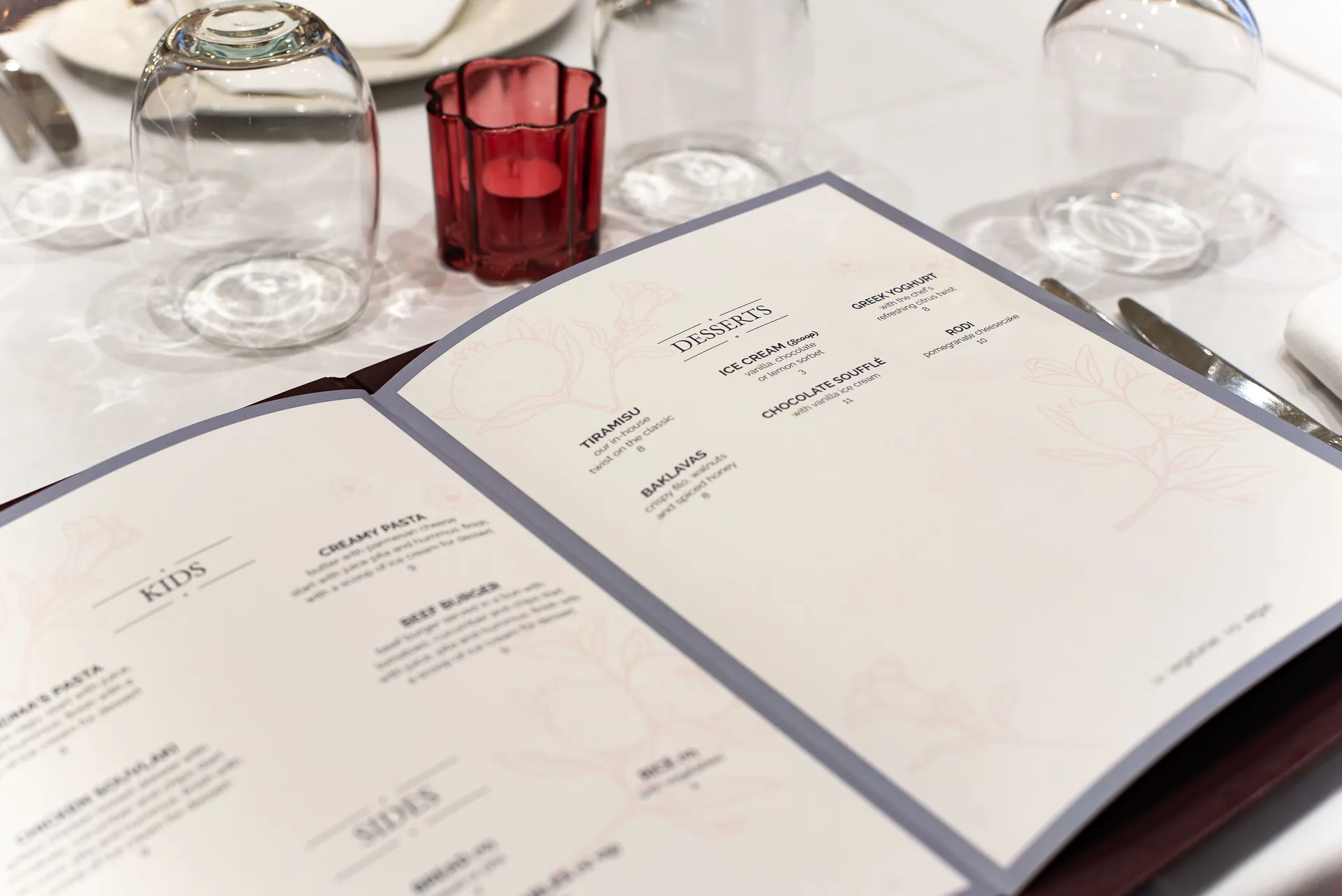The children's menu at Rodi Restaurant